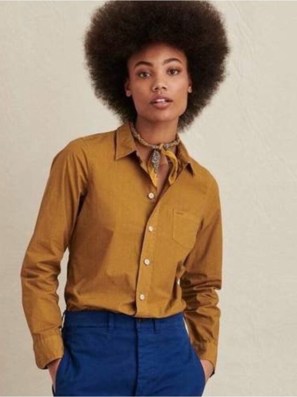 Alex Mill Bobby Paper Cotton Shirt in Gold Clay Size XL NWT